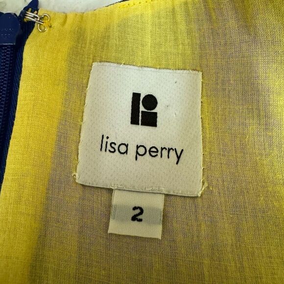 Lisa Perry 100% cotton a line dress size 2 daisy appliqué floral made in USA - Picture 4 of 7